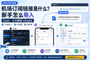 机场订阅链接是什么特色图，展示2026新手将机场订阅导入 Clash、小火箭和 v2rayN 的操作流程