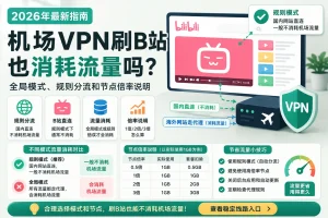 机场VPN刷B站是否消耗流量，全局模式、规则分流和节点倍率说明