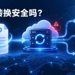 机场订阅转换安全吗？在线转换服务器、客户端与订阅链接泄露风险示意图